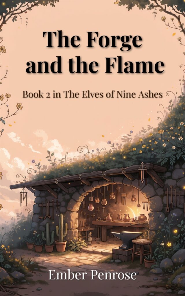 Book Cover: The Forge and the Flame (The Elves of Nine Ashes (Cozy Fantasy) Book 2)